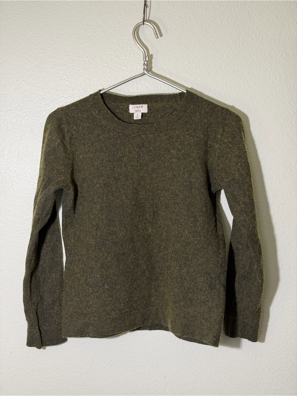 J.Crew Sweater Pullover Women’s Small Green Teddie Crew Tight Knit Long Sleeve